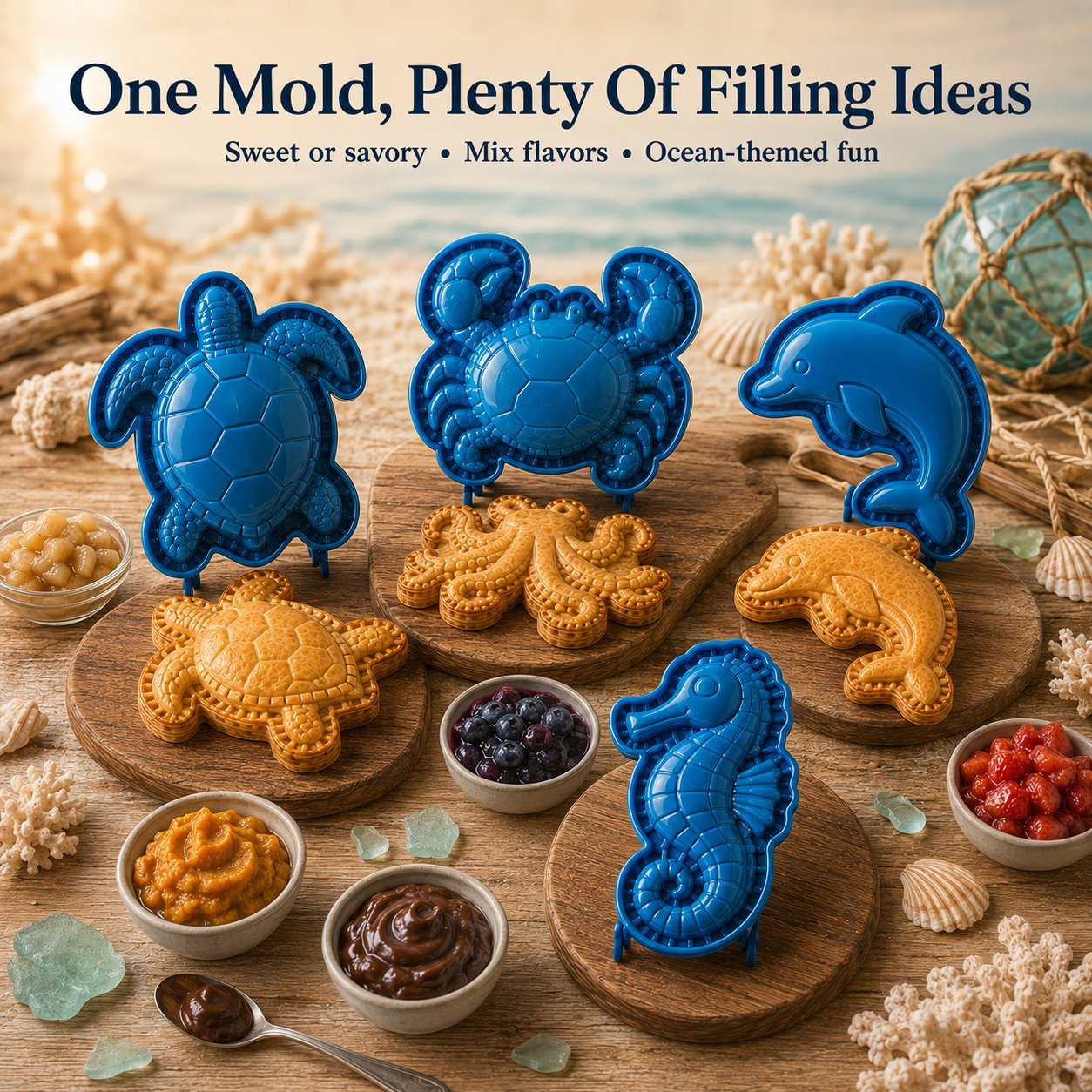 ⏳ Last Day 49% OFF – 🌊 8-Design Ocean Filled Pie Press Collection | Reusable Hinged Molds for Cutting, Filling, Shaping & Sealing Marine-Themed Hand Pies 🥧✨
