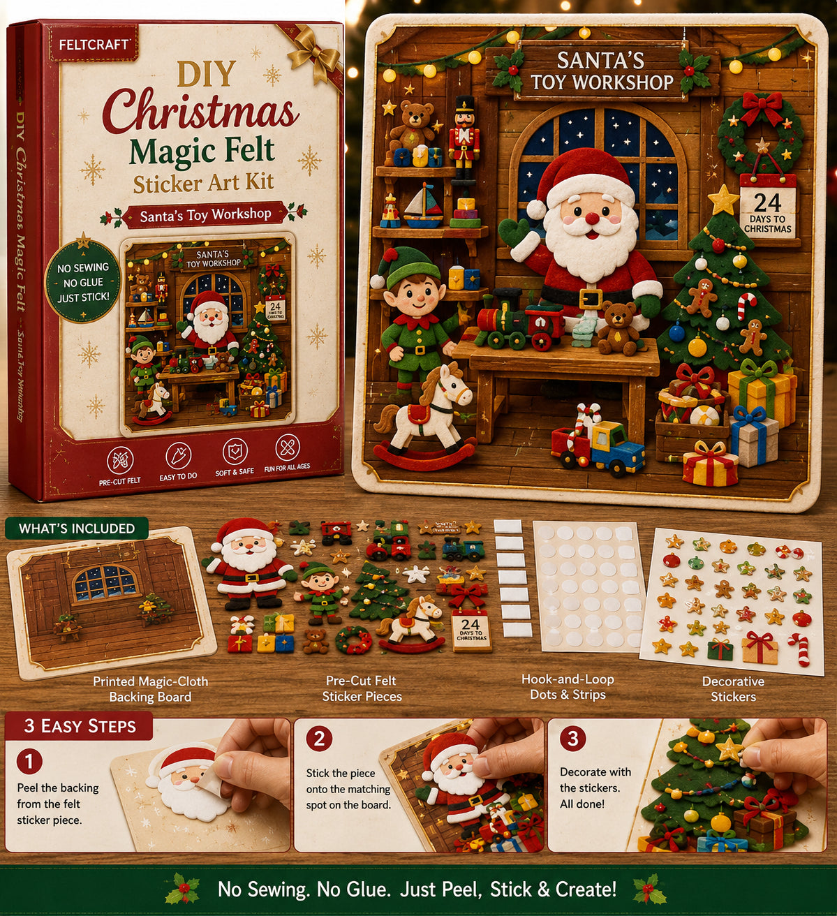DIY Christmas Magic Felt Sticker Art Kit