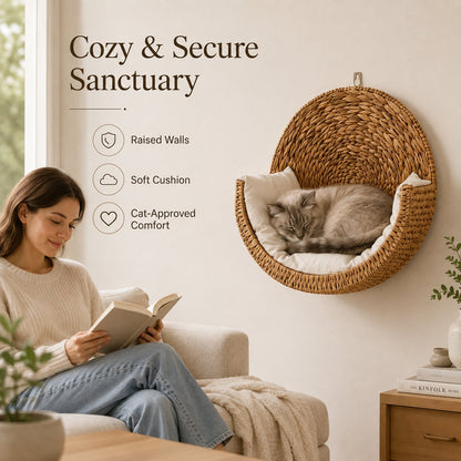 🐱 Purrfectly Cozy Handwoven Hanging Cat Bed