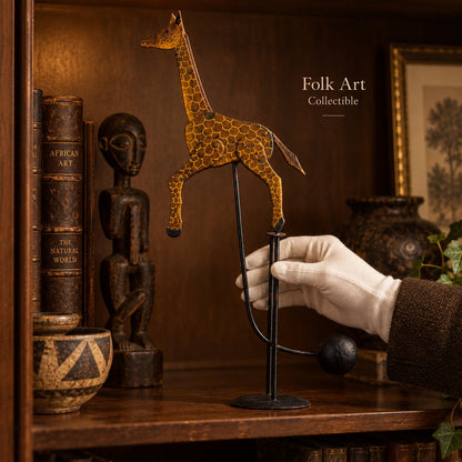 Handcrafted Balancing Giraffe Kinetic Desk Sculpture Mid-Century Kinetic Art Statue for Office Desktop & Home Table Decor