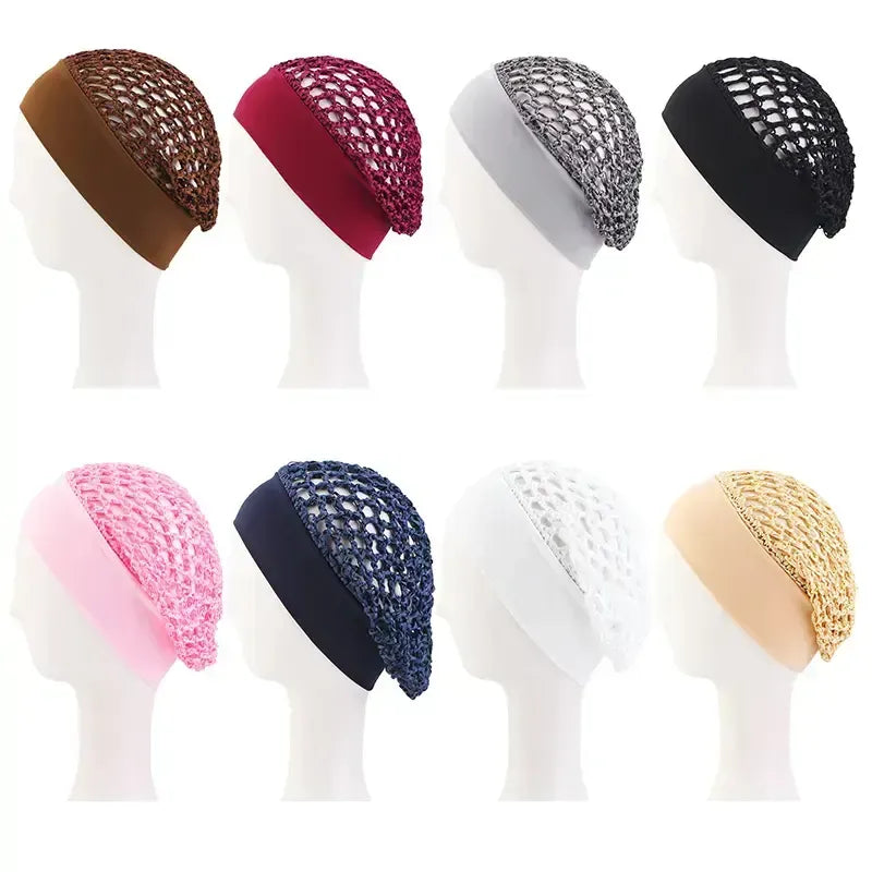 🌹🌙 3-Piece Stretchy Wide-Edge Sleeping Cap Set