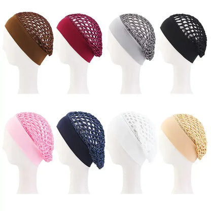 🌹🌙 3-Piece Stretchy Wide-Edge Sleeping Cap Set