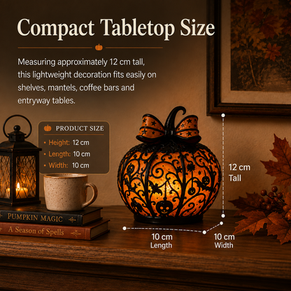Glowing Filigree Pumpkin Lantern – Cozy Halloween Tabletop Decor