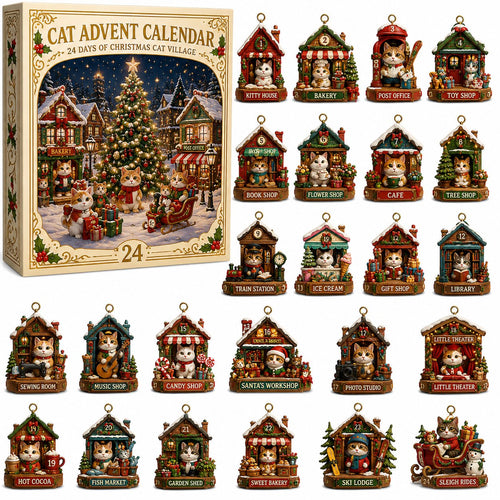 Cat Christmas Village Advent Calendar