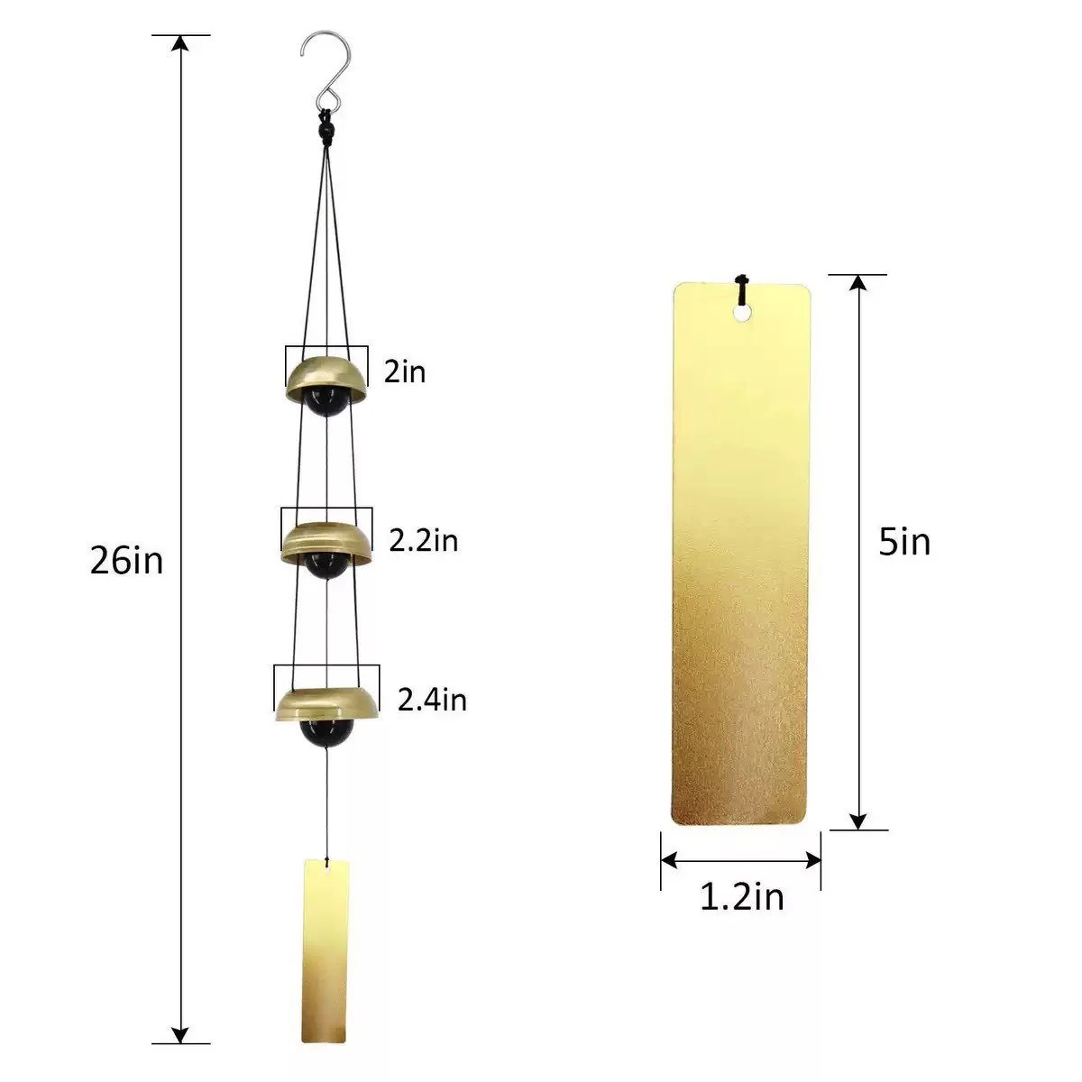 🔔 Quintet Brass Wind Chimes (35-inch)