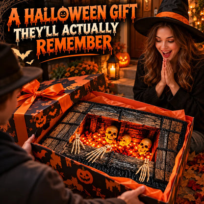 🔥LAST DAY 50% OFF💀Underground Crypt Skeleton Flame Ember Halloween Rug Decor✨