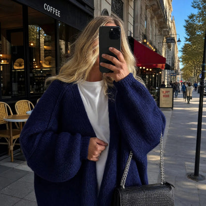✨ Cozy Oversized Open‑Front Draped Cardigan Relaxed Sophisticated Knit Cardigan, Timeless Warm Layering Piece for Everyday and Office Casual Looks