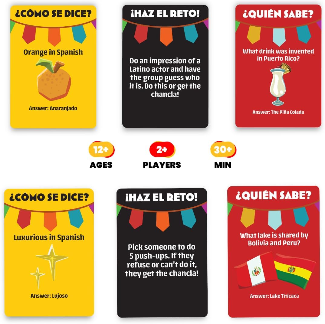 🎉 ¿Cómo Se Dice? Spanish Party Card Game: Hilarious Trivia & Challenges for Families & Adults – The Ultimate Latino Game Night Experience for All Generations