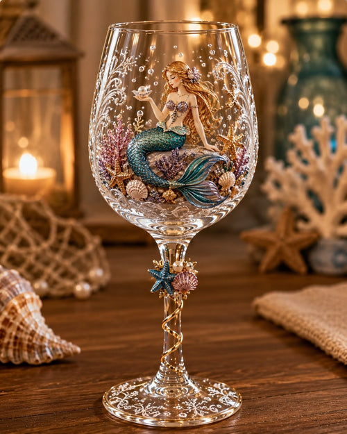 ⏳ Last Day 49% OFF – 🌊 3D Ocean Treasures Sculpted Glass Collection | Premium Clear Stemware with Raised Marine Figures, Shell & Pearl Details & Underwater-Inspired Accents ✨