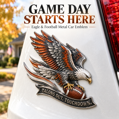 🦅 'Talons Out. Touchdown!' Premium Metal Eagle Car Emblem 5.9“*5.9” | The Ultimate Football Fan Decal