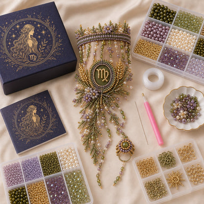 🔥 LAST DAY 49% OFF – ✨ Zodiac DIY Beaded Hand Bracelet Kit | Create Celestial Wearable Art with Seed Beads, Pearl-Style Accents & Crystal Details ♈🌙💎