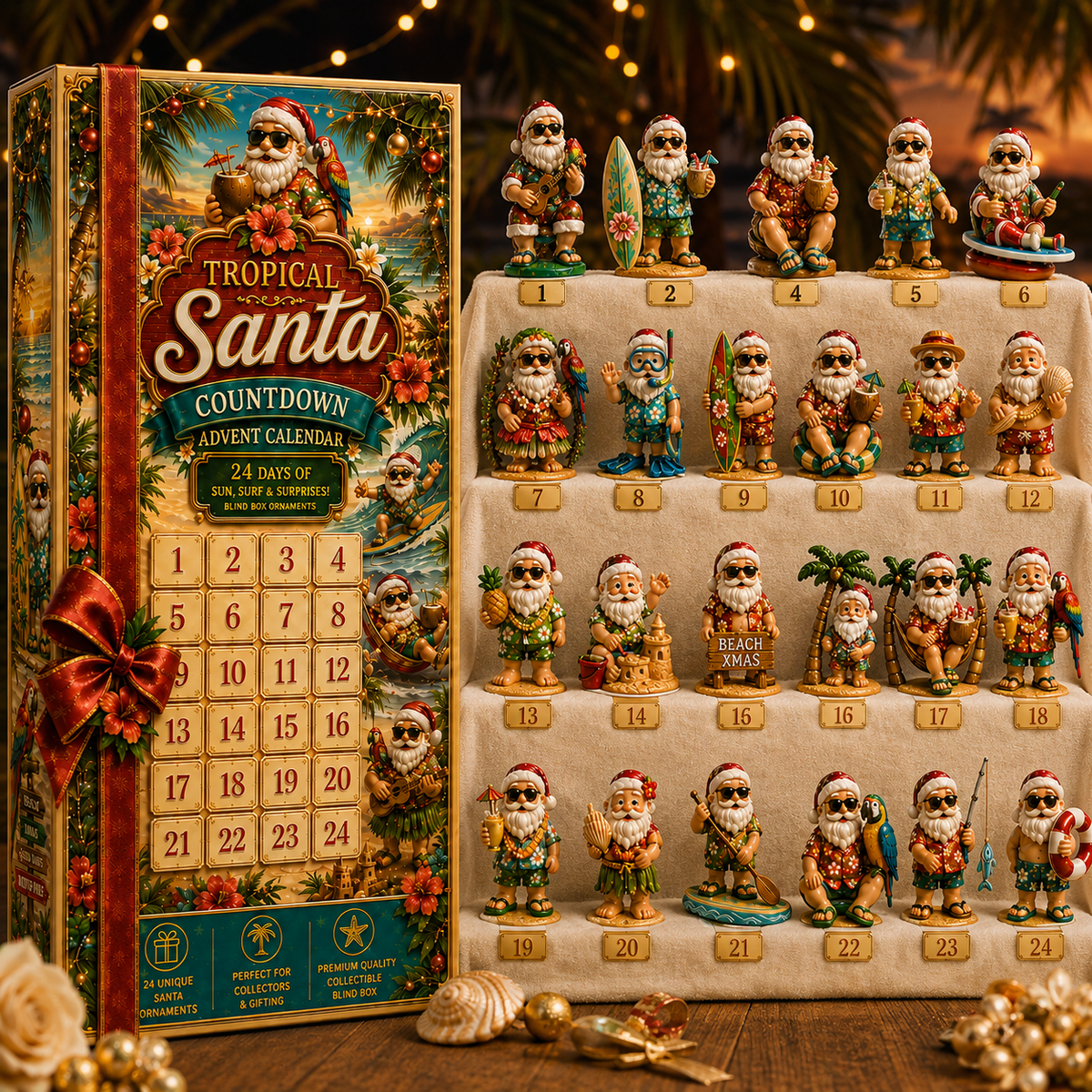 Beach Vacation Santa Claus Advent Calendar