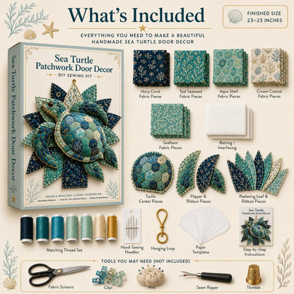⏳ Last Day 49% OFF – 🌊 Beginner-Friendly DIY Large Coastal Quilted Seaside Wreath Sewing Kit Collection | Complete Kit with Coordinated Fabrics, Sewing Materials & Step-by-Step Guide Included 💕