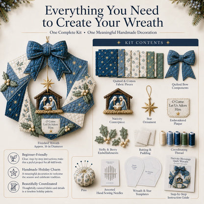 ⏳ Last Day 49% OFF – 🎄Beginner-Friendly DIY Christmas Fabric Wreath Kit Collection | Complete Kit with Coordinated Fabrics, Wreath Materials & Step-by-Step Guide Included 💕