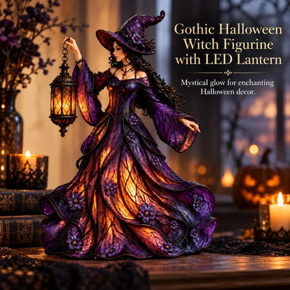 ⏳ Last Day 49% OFF – 🧙 Gothic Witch Lantern Figurine | Warm LED Glow for Shelves, Mantels & Halloween Displays 🎃