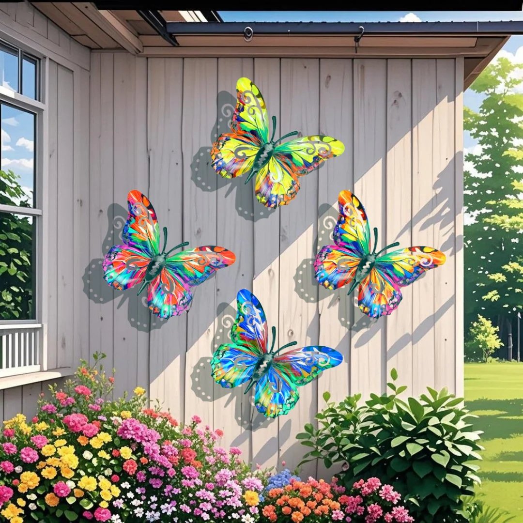 🎉🦋A complete set! 4Pcs Butterfly Metal Wall Decor🤩