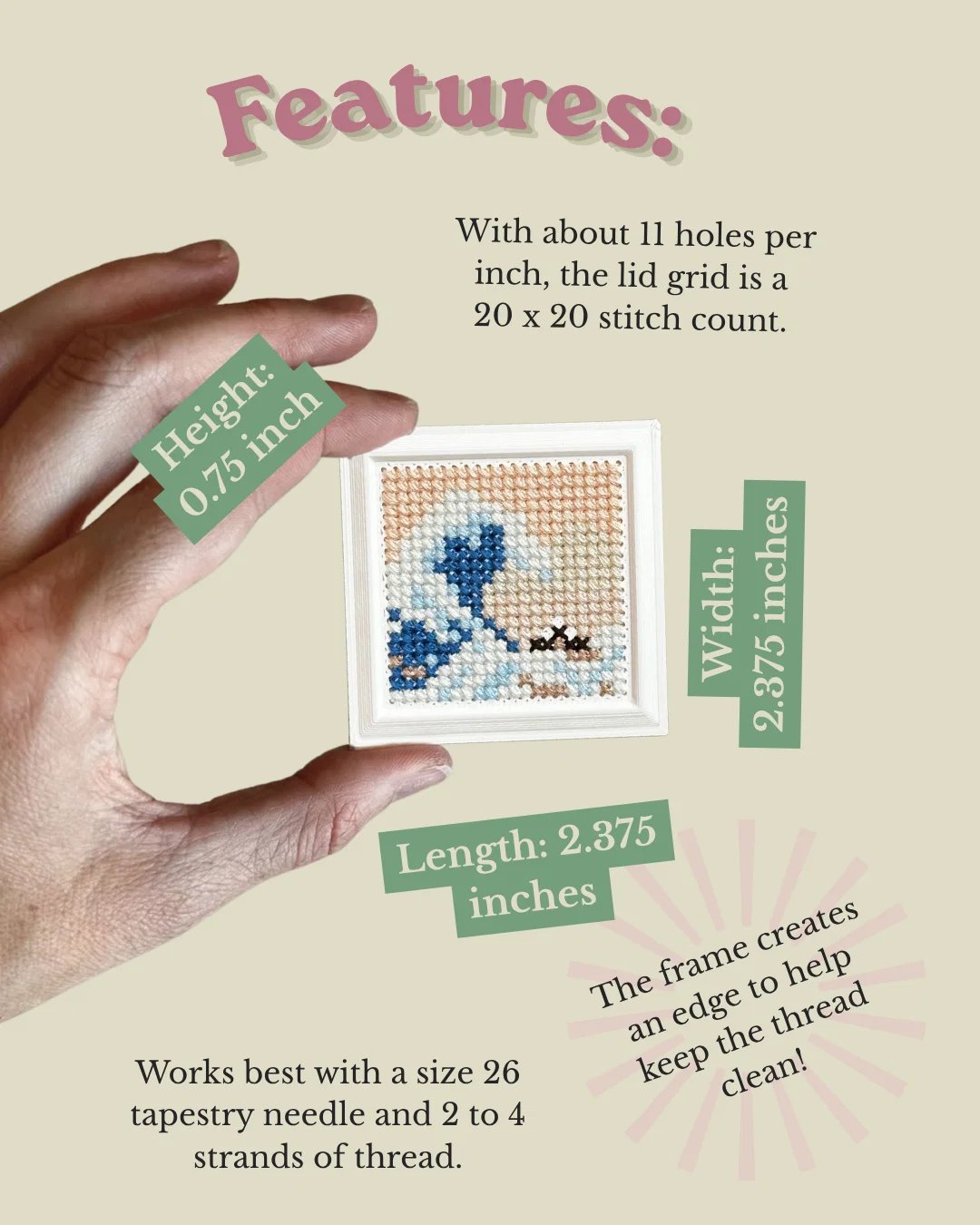 ⏳ Last Day 49% OFF – 🧵Beginner-Friendly DIY Mini Embroidery Magnet Frame Kit | 3D-Printed Stitchable Frame with Slide-On Backing & Magnet Included 💕