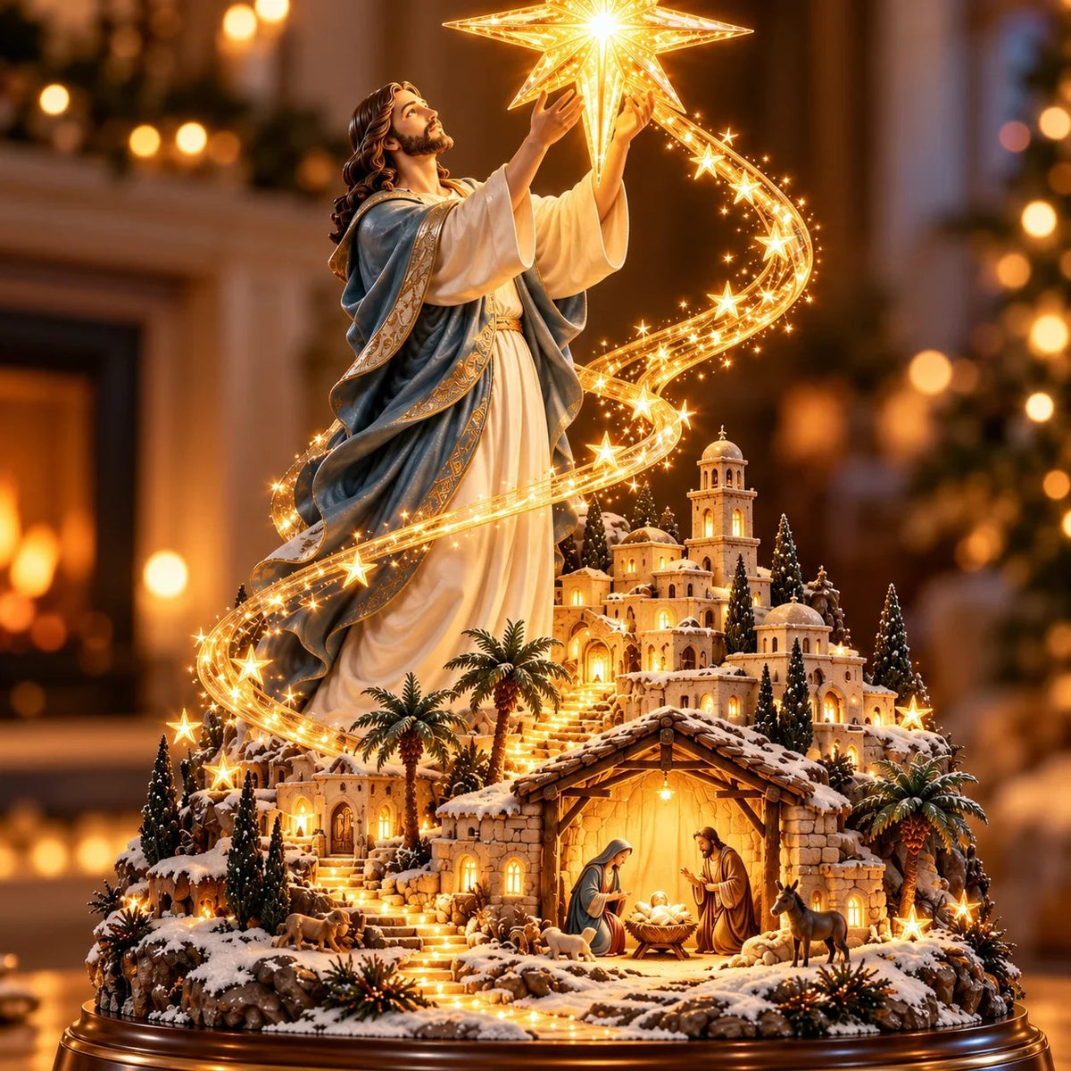 ⭐✨ Bethlehem Star of Hope™ – Jesus Holding the Guiding Star Illuminated Christmas Nativity Scene