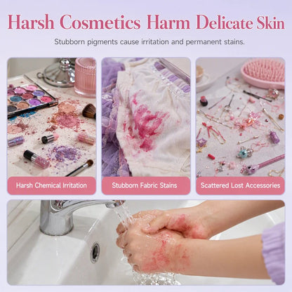 📢📢40% OFF !! ⏰ Washable Princess Makeup Set – Non‑irritating, trays & portable case 🎀