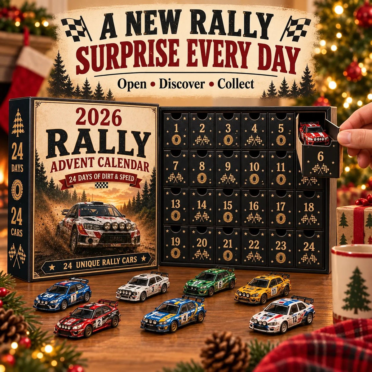 🏎️ 2026 Rally Racing Advent Calendar – 24 Days of Dirt & Speed, 24 Collectible Rally Cars