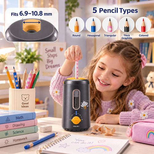Automatic Electric Pencil Sharpener: Safe Smart Pencil Sharpener for Kids Homework & Classroom Study