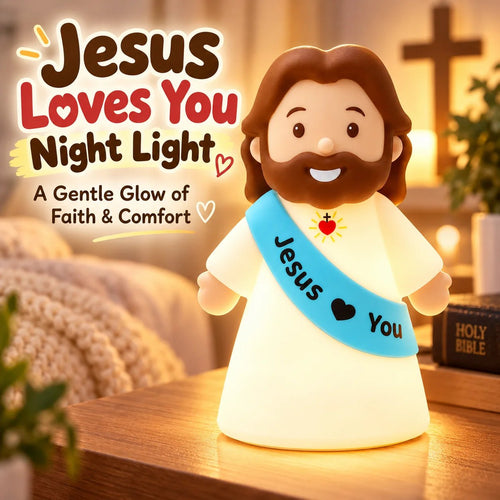 ❤️ Jesus Loves You Night Light – Cute Glowing Jesus Lamp | Christian Bedside Decor & Meaningful Faith Gift ✝️