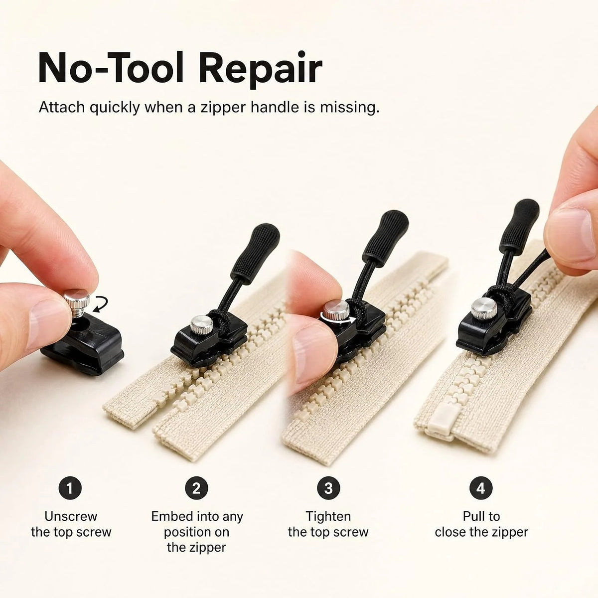 15pcs Zipper Repairer | 3 Sizes Detachable Suitable for Bags, Jackets, Clothes, Shoes, Boots Home Tool-Free Replacement Zipper Locks