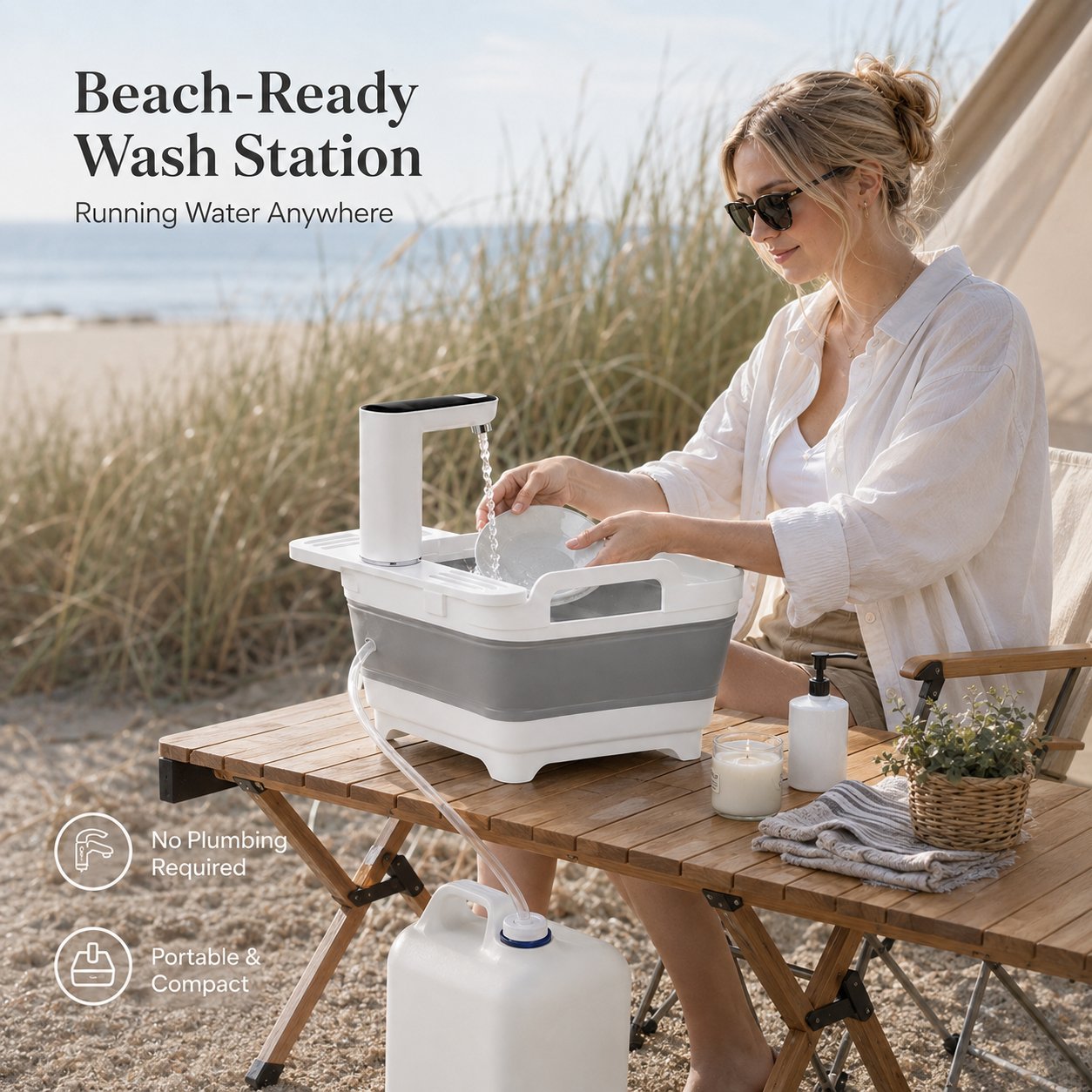 🏕️ Portable Camping Sink – Rechargeable Pump Outdoor Wash Station 💧