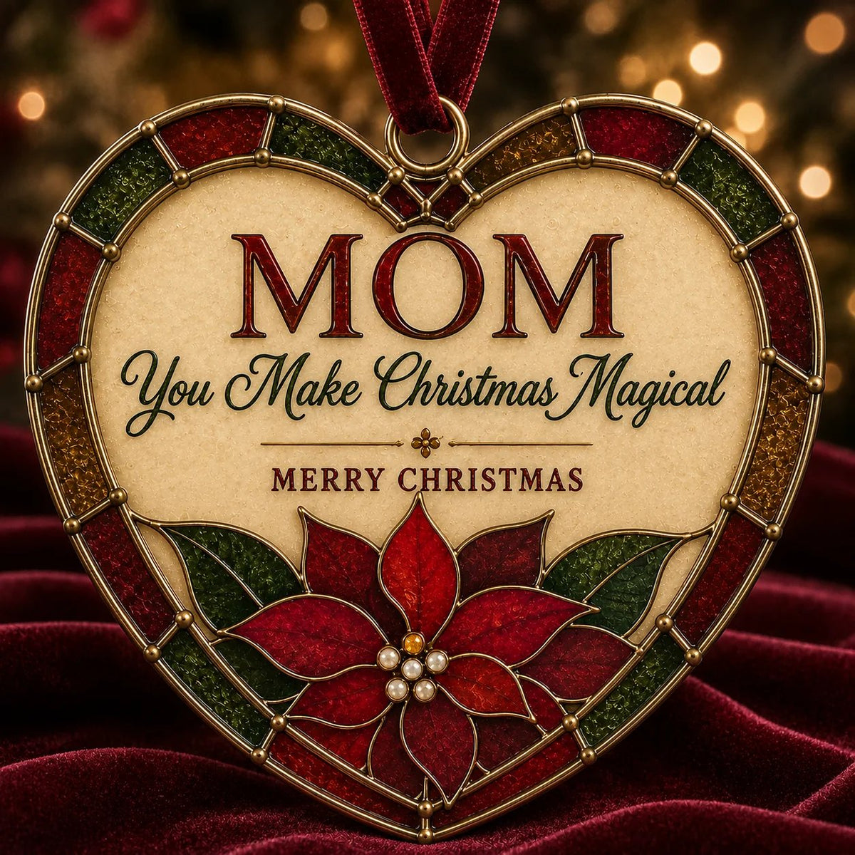 Stained Glass-Style Christmas Heart Ornaments – 7 Message Designs