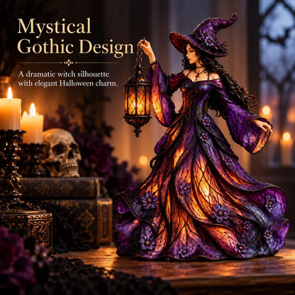 ⏳ Last Day 49% OFF – 🧙 Gothic Witch Lantern Figurine | Warm LED Glow for Shelves, Mantels & Halloween Displays 🎃