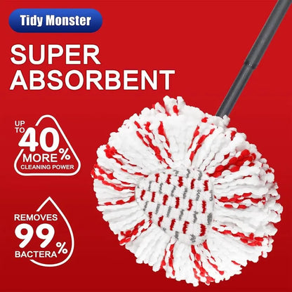3 Pack Upgraded Spin Mop Replacement Head with Built-in Scrub Pad