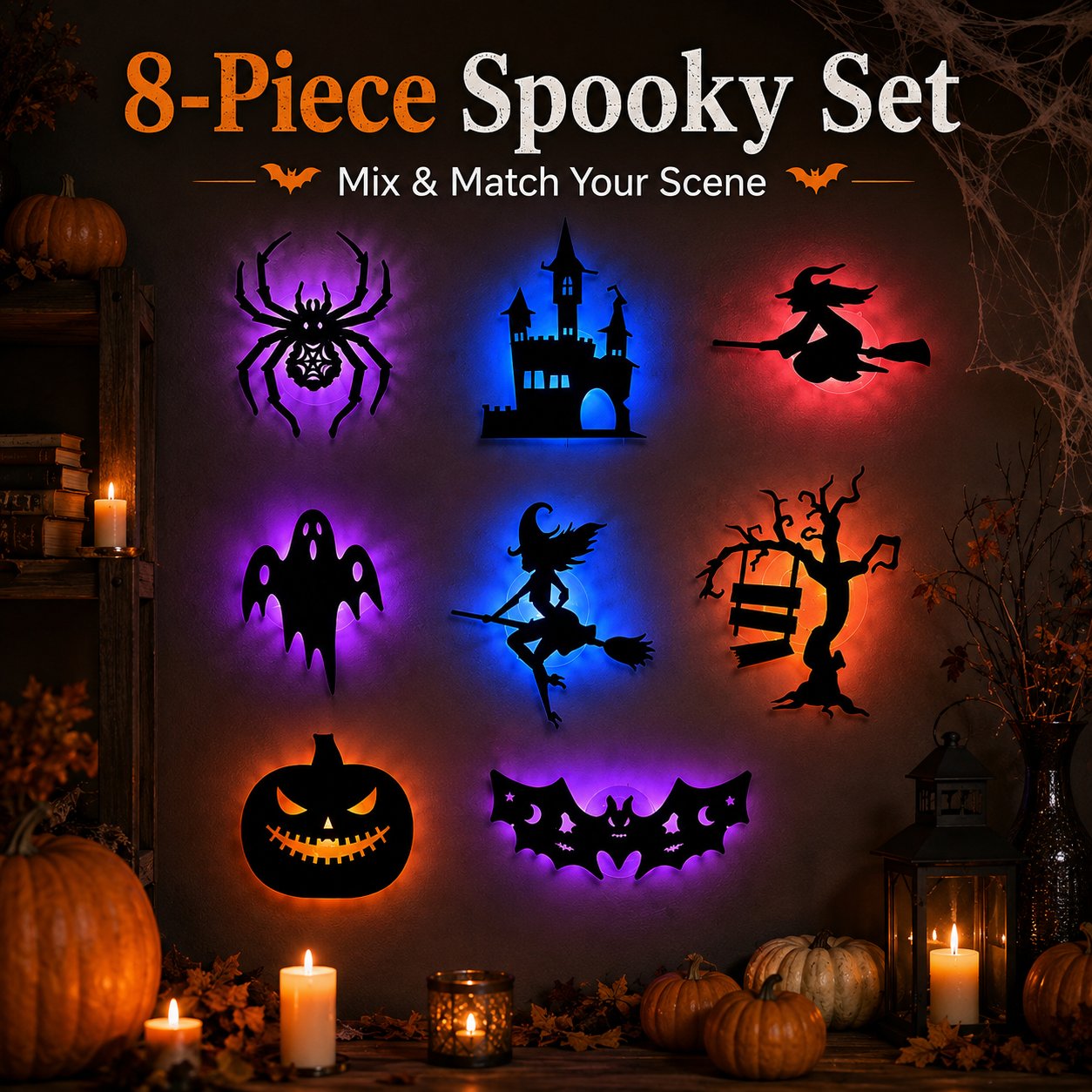 👻 Spooky LED Wall Light Stickers – Battery Powered Halloween Decorations Without Drilling