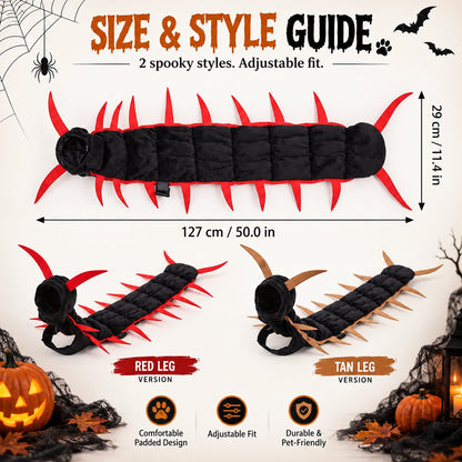 😺Halloween Cat Centipede Costume – Funny 3D Padded Creepy Crawler Outfit for Cats