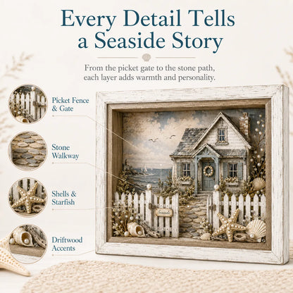 🐚Vintage Seaside Cottage Pearl Diamond Shadow Box DIY Kit