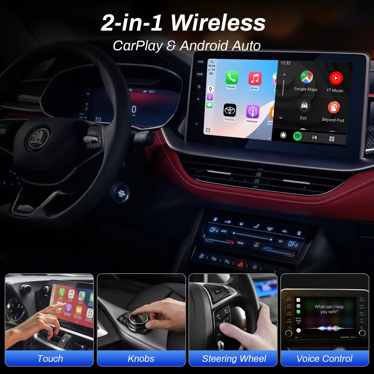 🚘2 in 1 Wireless CarPlay Adapter, Plug & Play, Fast Auto Connection, Compatible with Factory CarPlay Cars 2016+