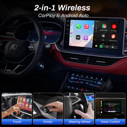 🚘2 in 1 Wireless CarPlay Adapter, Plug & Play, Fast Auto Connection, Compatible with Factory CarPlay Cars 2016+