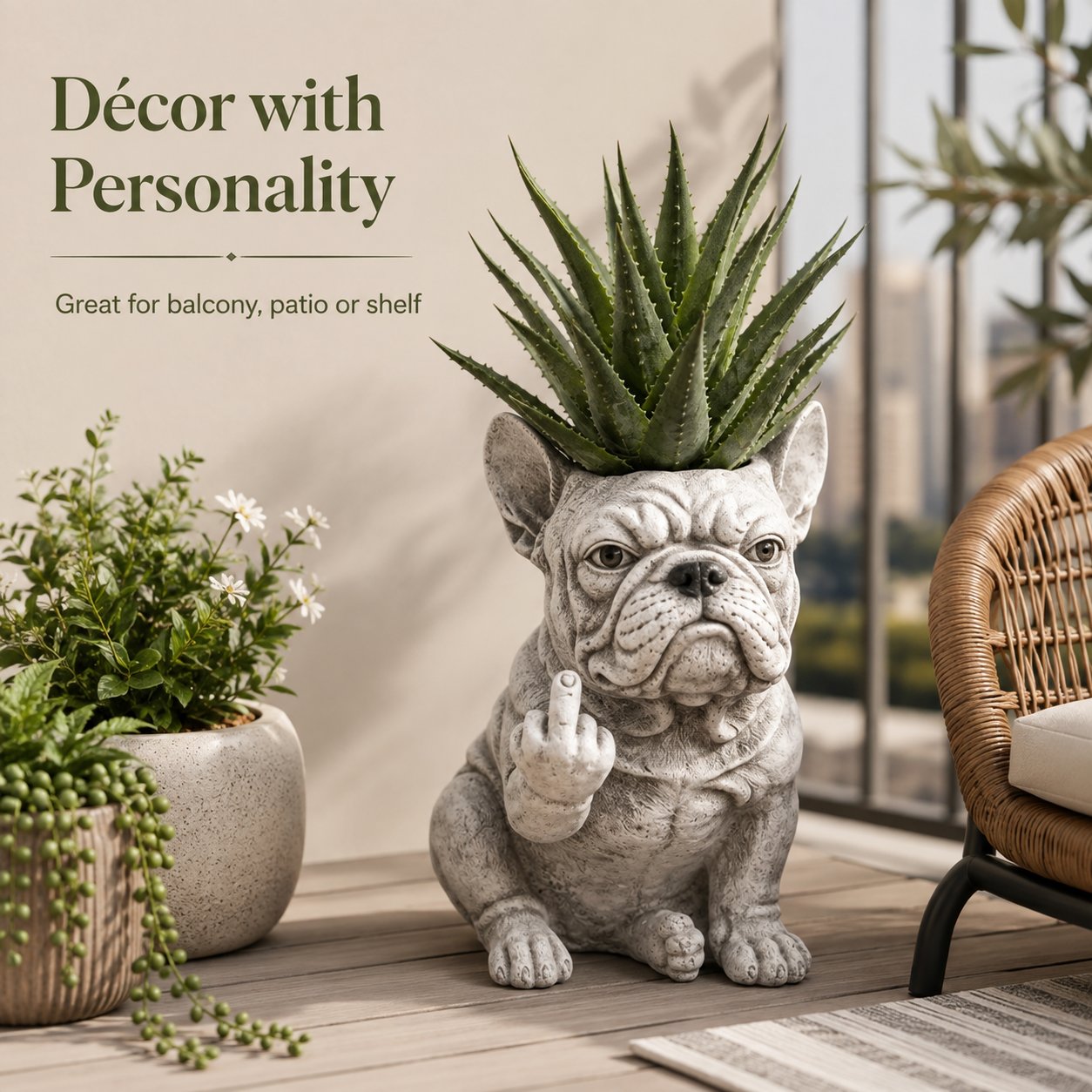 GRUMPY DOG PLANTER