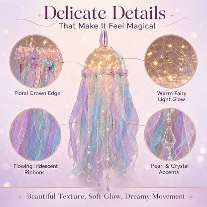 🎁 BUY 2 & GET FREE SHIPPING – 🪼 DIY Glowing Jellyfish Hanging Decoration Kit | Dreamy Floating Glow with Iridescent Ribbons, Pearls & Fairy Lights ✨