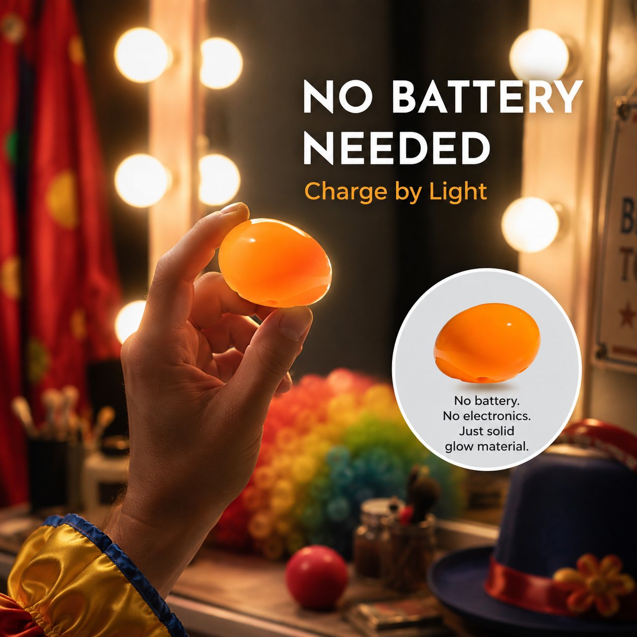 Glow‑in‑the‑Dark Battery‑Free Clown Noses for Halloween Cosplay
