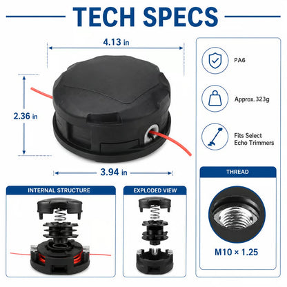 🌿 Quick-Load Trimmer Head – M10 × 1.25 No-Disassembly String Trimmer Replacement Head