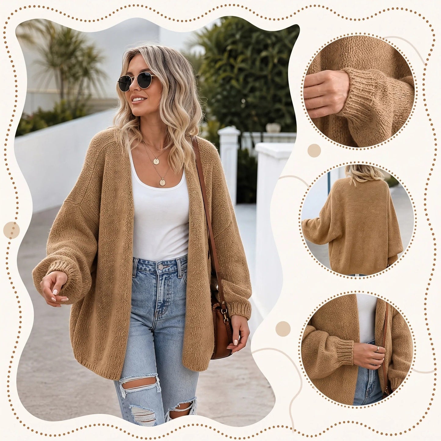 ✨ Cozy Oversized Open‑Front Draped Cardigan Relaxed Sophisticated Knit Cardigan, Timeless Warm Layering Piece for Everyday and Office Casual Looks
