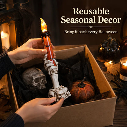 💀🕯️ Haunted Skeleton Hand Candle Light