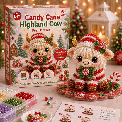 ⏳ Last Day 49% OFF – 🎄Beginner-Friendly Christmas Highland Cow 3D Pearl Bead DIY Kit | Complete Kit with All Tools & Step-by-Step Guide Included 💕