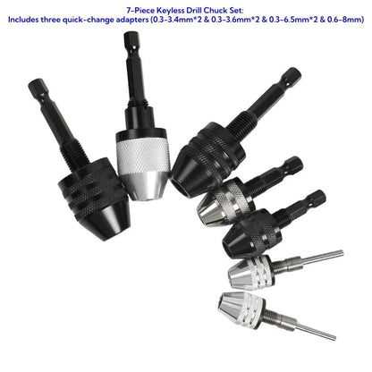 2-Piece Keyless Drill Chuck Adapter Set – 1/4′′ Hex Quick Change (0.3-8mm) for Impact Drivers & Power Tools