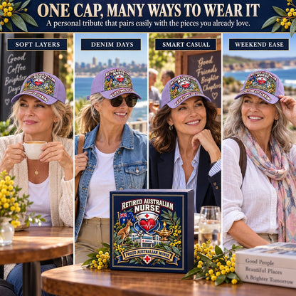 👩‍⚕️💖 “A Lifetime of Caring” Retired Australian Nurse Commemorative Cap| Cotton-Poly Blend • Detailed Embroidery • Adjustable Fit