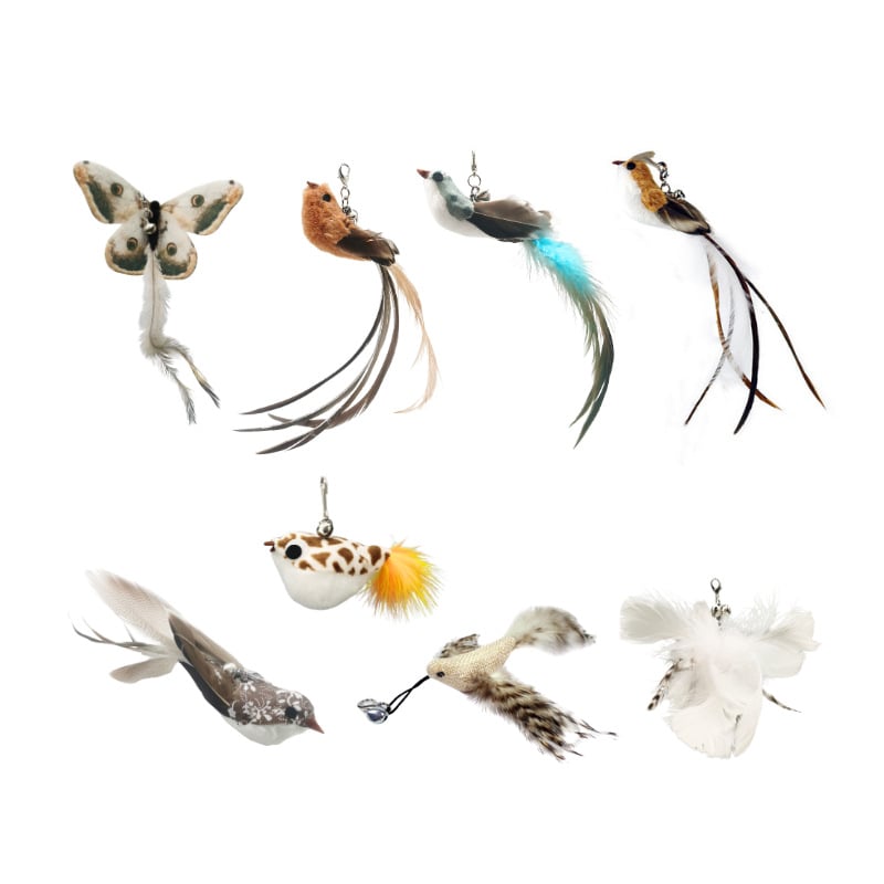 LAST DAY PROMOTION SALE 49% OFF💖Cat Toy Wand Auto Interactive Toys for Indoor Cat 8 in 1 Hands-Free Natural Bird Feather Ball Toys