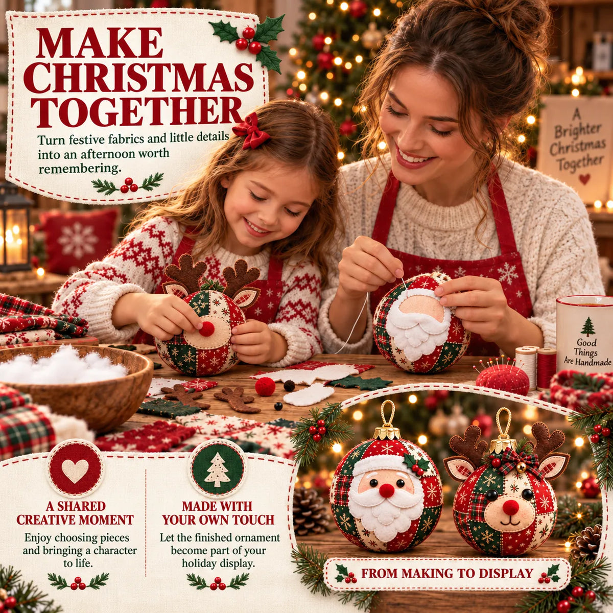 🎄Beginner-Friendly Cozy Patchwork Christmas Ornament Collection | 8 Festive Character Designs for Trees, Wreaths & Holiday Gifts ✨