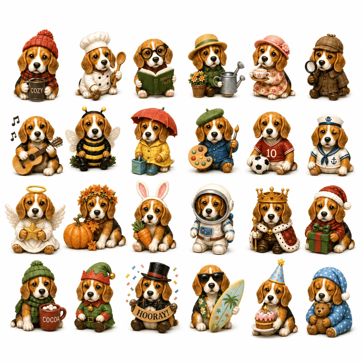 Beagle Magic Advent Calendar 2026 – 24 Days of Unique Beagle Miniature Collectibles, 24 Cute Holiday