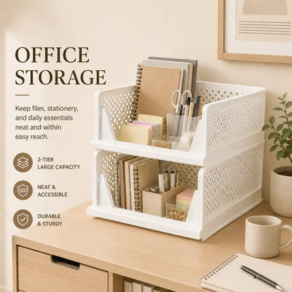 Foldable Drawer-Style Wardrobe Storage Box – Stackable Clothing & Closet Organizer