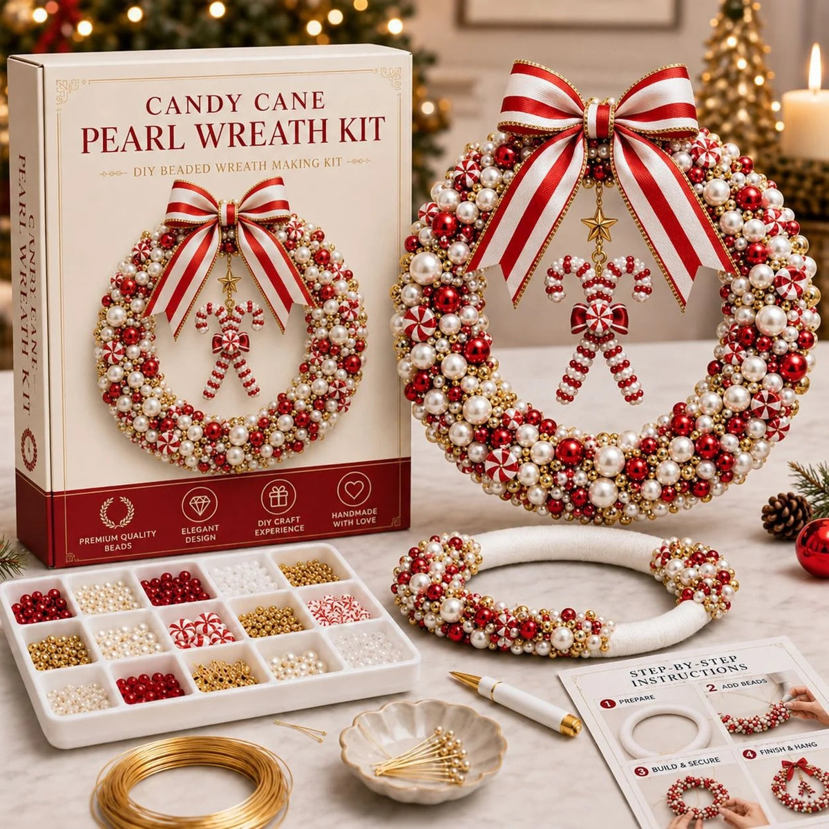 🎄✨ Plymagic DIY Christmas Wreath Pearl Art Kit🎁